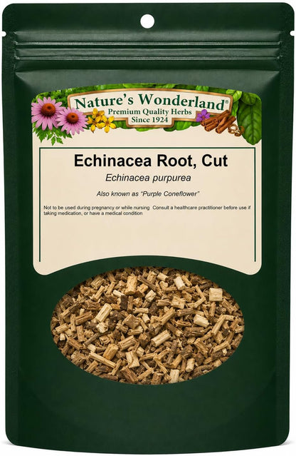 Nature's Wonderland Echinacea Purpurea Root Cut 4oz. (Echinacea purpurea) – Wild Harvested Herbal Tea Cut | Premium Botanical Ingredient | No Fillers | Herbal Tea, Decoctions & DIY Herbal Preparations