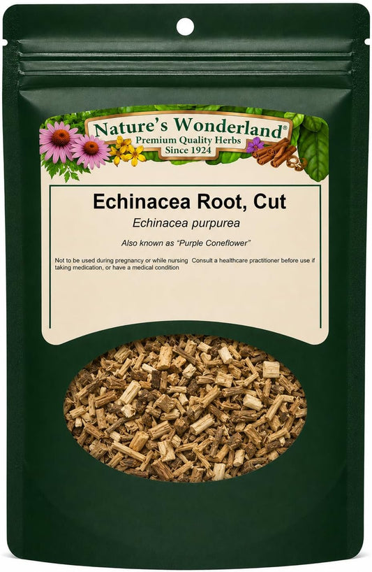Nature's Wonderland Echinacea Purpurea Root Cut 4oz. (Echinacea purpurea) – Wild Harvested Herbal Tea Cut | Premium Botanical Ingredient | No Fillers | Herbal Tea, Decoctions & DIY Herbal Preparations