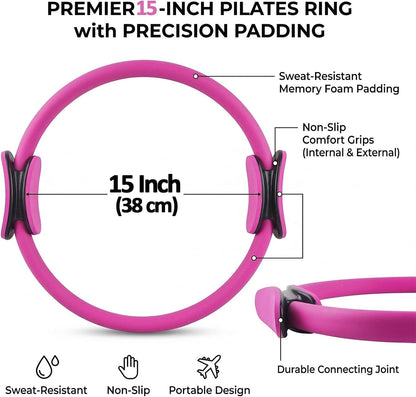 12 Pack Pilates Accessories for Women, 15 Inch Pilates Ring Magic Circle for Home Gym Essentials, Yoga & Pilates Equipment for Beginners Ab Trainer and Butt, Core, Leg Workout Equipment.