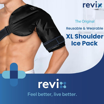 REVIX Shoulder Ice Pack for Rotator Cuff Cold Therapy, Arm Gel Ice Pack for Injuries Reusable, Flexible Cold Compression Wrap for Post-Workout Recovery, Fatigue and Shoulder Discomfort, Blue