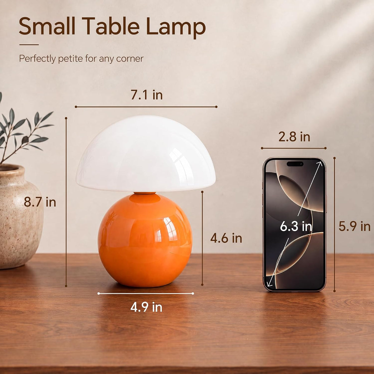 Dawnwake Mushroom Lamp Table Lamp for Bedroom-Small Desk Table Lamps,White
