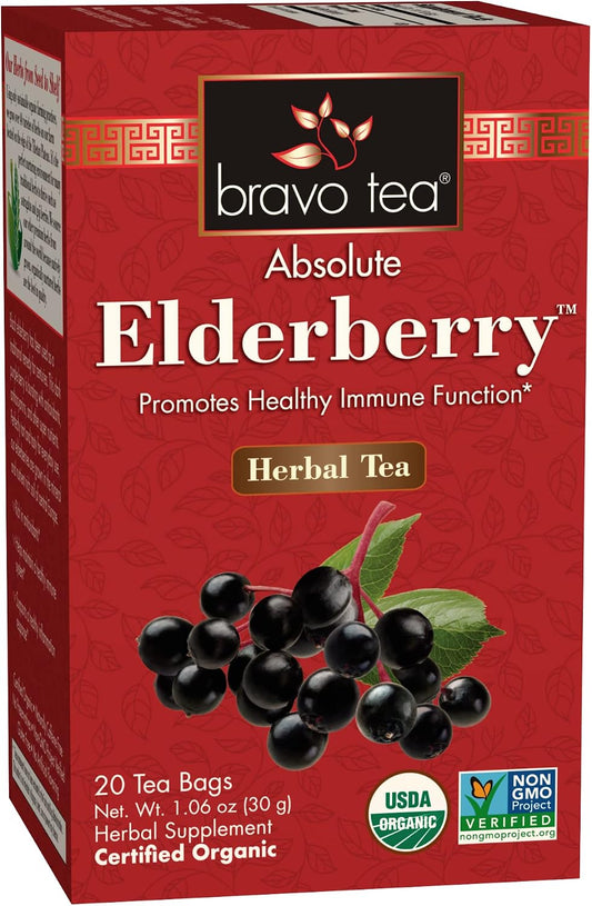 Bravo Tea Absolute Elderberry Herbal Tea Caffeine Free, 20 Tea Bags
