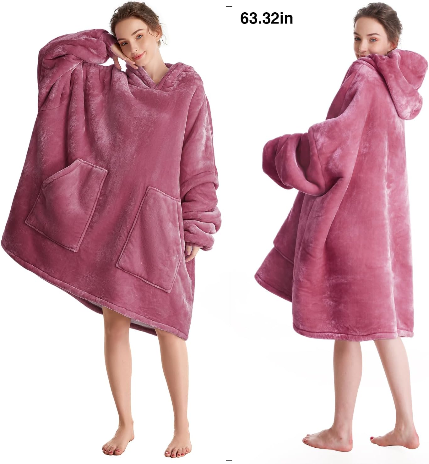 Aemicion Strawberry Blanket Hoodie,Oversized Sherpa Wearable Hooded Blanket,Warm Cozy Sweatshirt Gifts for Women Girls Adult