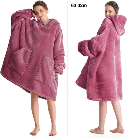 Aemicion Strawberry Blanket Hoodie,Oversized Sherpa Wearable Hooded Blanket,Warm Cozy Sweatshirt Gifts for Women Girls Adult