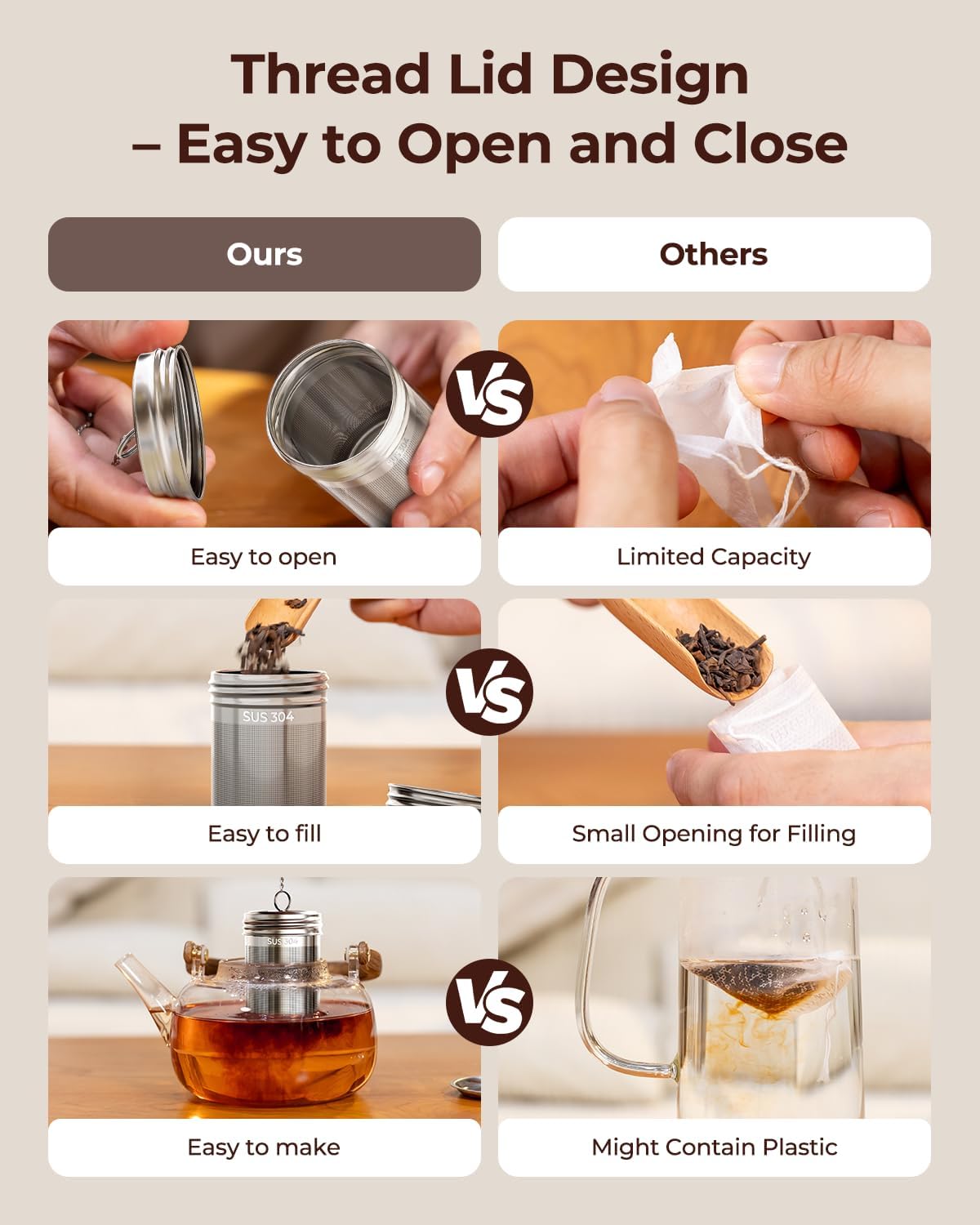 2 Pack Reinmoson Large Tea Infuser for Loose Tea & Spice Infuser for Cooking, 2.1” x 2.9” Extra Fine Mesh Large Tea Strainers, 304 Stainless Steel Loose Leaf Tea Steeper for Black Tea, Rooibos, etc