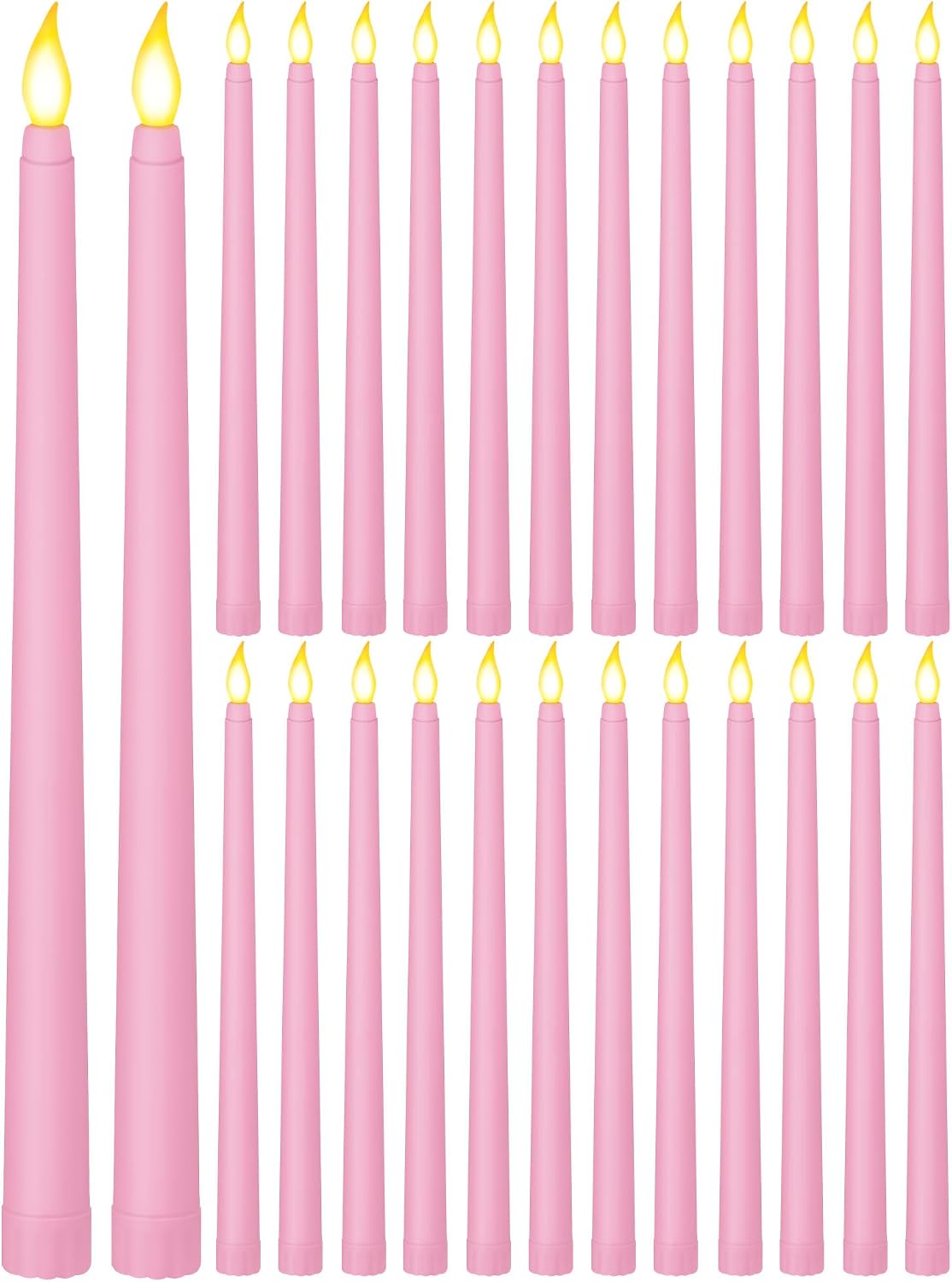 Treela 24 Pcs Flameless Taper Candles Battery Operated Bulk Fake Candles Light LED Candle Sticks Flickering Tapered for Easter Wedding Anniversary Decoration(Basic,11 Inch,Ivory)