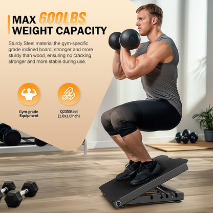 Naitesen Steel Slant Board Calf Stretcher for Squat 600lbs Weight Capacity Adjustable Incline Balance Board for Relieving Plantar Fasciitis Achilles Tendonitis Muscle Injuries Home Gym or Commercial
