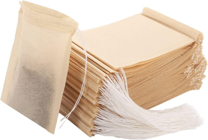 Empty Tea Bags - 300 Pcs Disposable Drawstring Unbleached Filter Bags for Loose Leaf Tea and Coffee (3.54 x 2.75 inch)