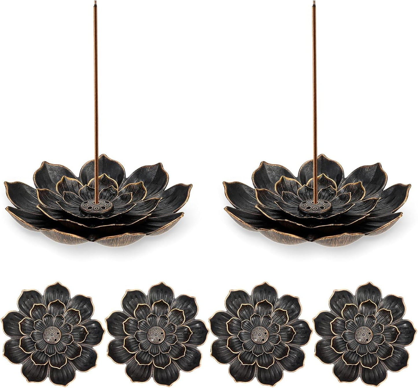 6 Pieces Incense Holder Lotus Incense Stick Holder Burner for Home Fragrance Yoga Sauna SPA Vintage Flower Shaped Multihole Holders for Stick