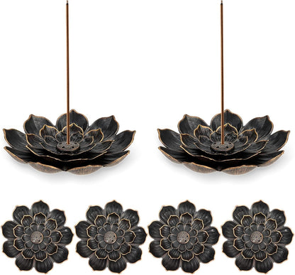 6 Pieces Incense Holder Lotus Incense Stick Holder Burner for Home Fragrance Yoga Sauna SPA Vintage Flower Shaped Multihole Holders for Stick