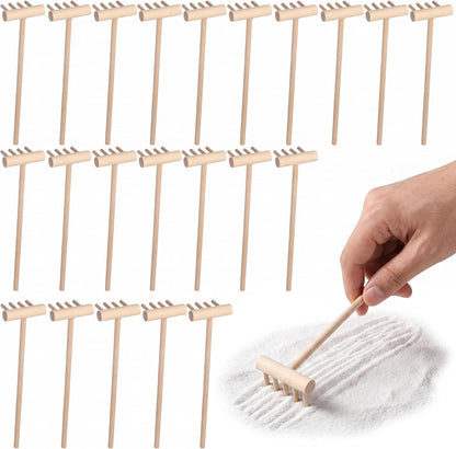 DOITOOL 30 Pcs Mini Zen Garden Rake Set Bamboo Small Sand Rakes for Meditation Desktop Zen Garden Accessories Tabletop Miniature Sand Tools for Home Office