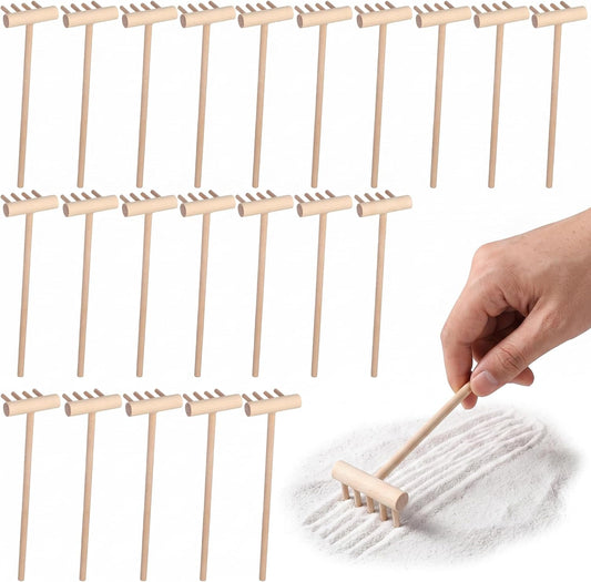 DOITOOL 30 Pcs Mini Zen Garden Rake Set Bamboo Small Sand Rakes for Meditation Desktop Zen Garden Accessories Tabletop Miniature Sand Tools for Home Office