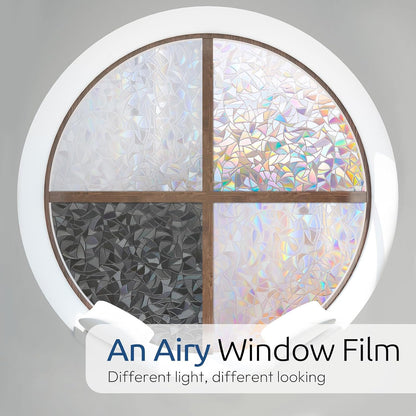 rabbitgoo Rainbow Window Privacy Film, Stained Glass Cling, 17.5" x 78.7"
