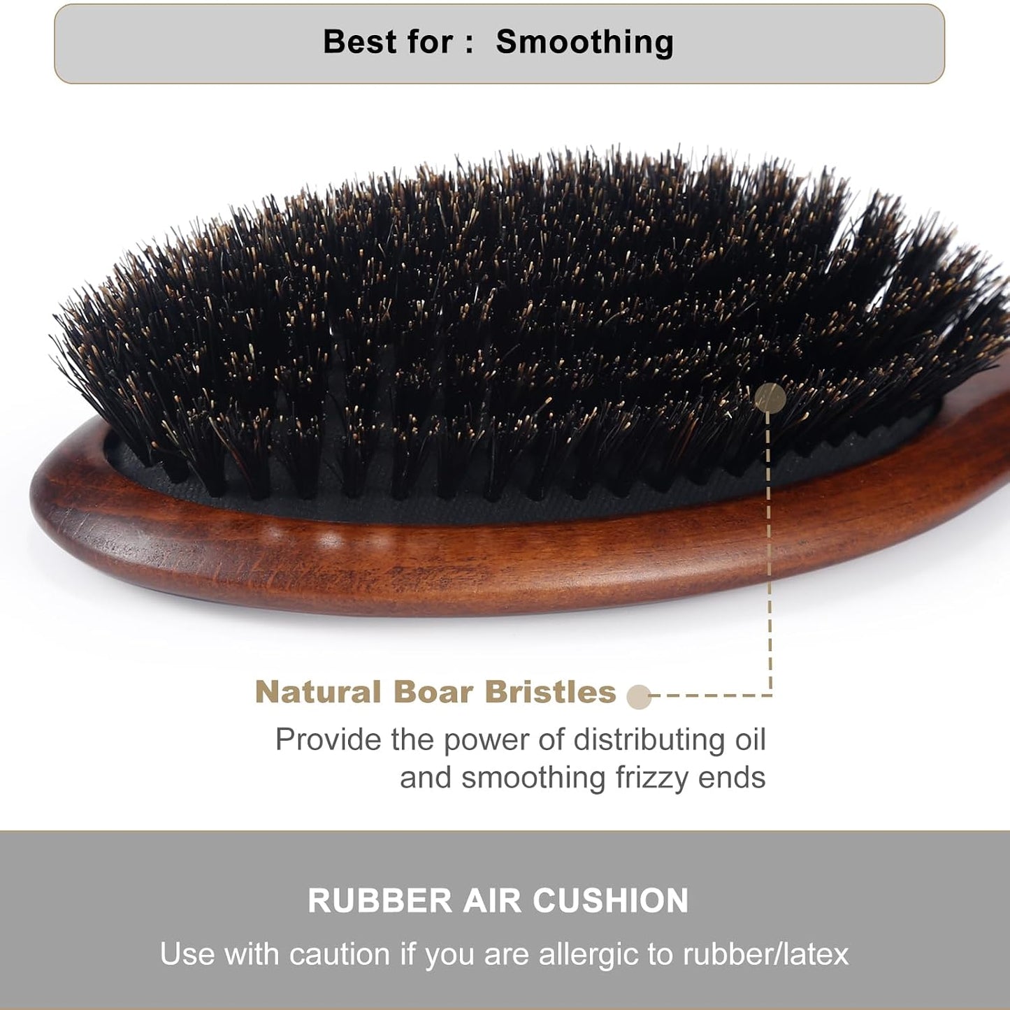 BESTOOL Hair Brush-Boar Bristle Hair Brushes Natural Bamboo Wooden Cushion Massage Anti Static Large Paddle Hairbrush for Women Men and Kid (Round)