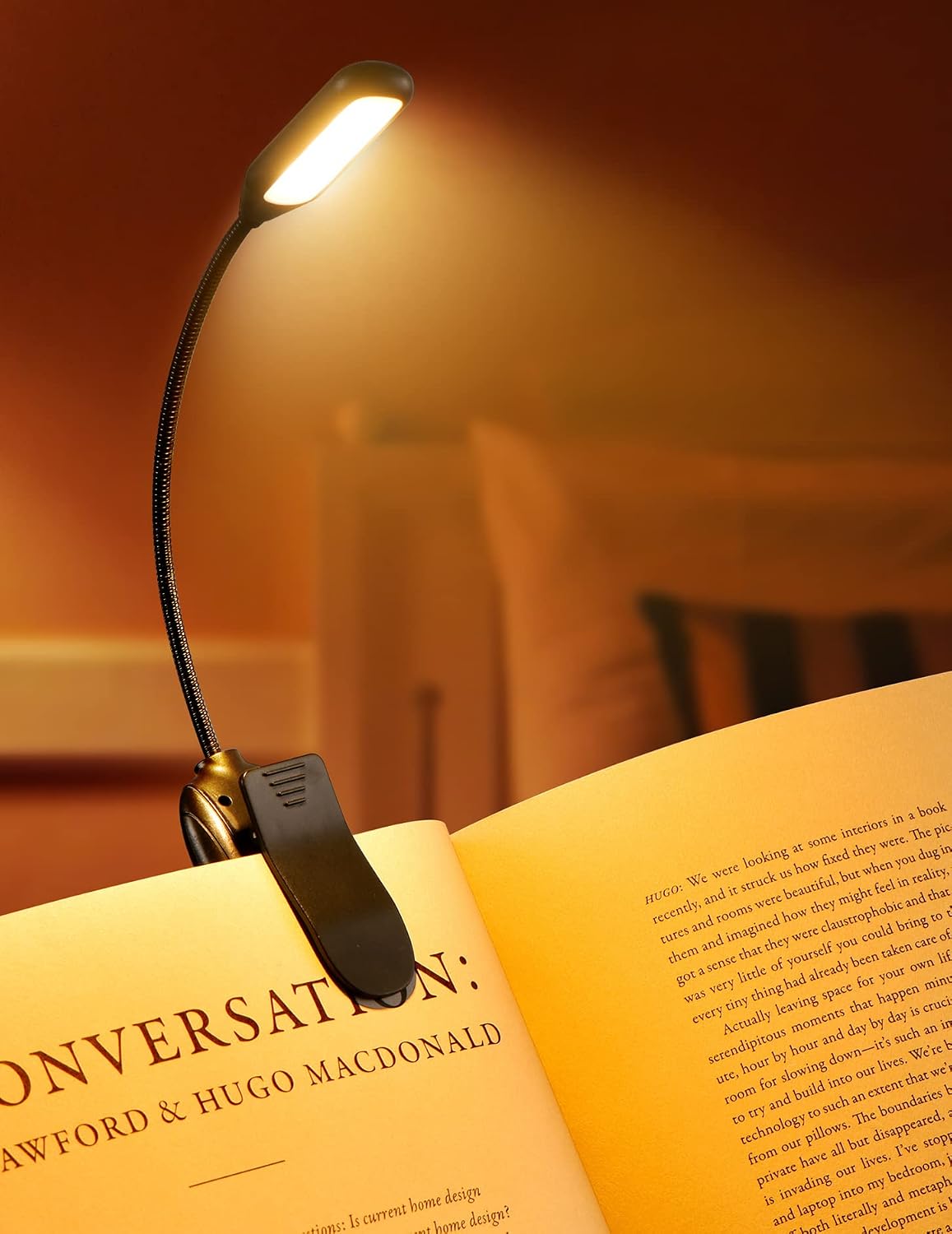 Monotremp Book Lights for Reading at Night in Bed, 80 Hours Runtime Rechargeable Reading Lights for Books in Bed, 3 Brightness Levels × 3 Color Temperatures, 1.3 oz Lightweight