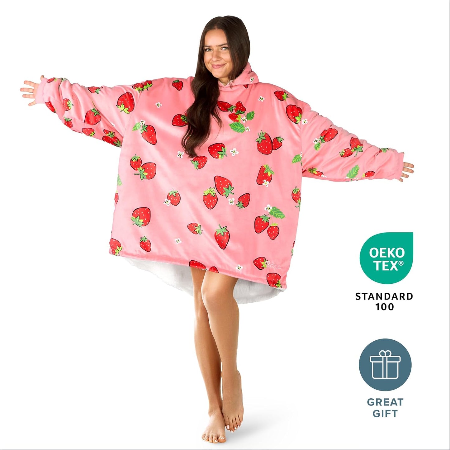 Bare Home Wearable Blanket Hoodie - Soft Plush Sherpa - Warm and Cozy - Oversized Wearable Blanket