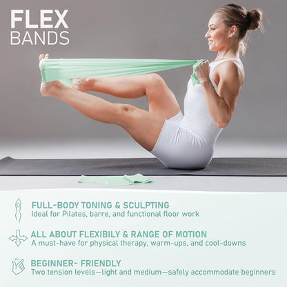 PhysKcal Pilates Kit, 15-Inch Pilates Ring with 1x Pilates Ball & 5X Bands | Aesthetic Home Pilates Equipment Set, Essential Kit for Beginners in Minimalist Style. Comes in Premium Packaging
