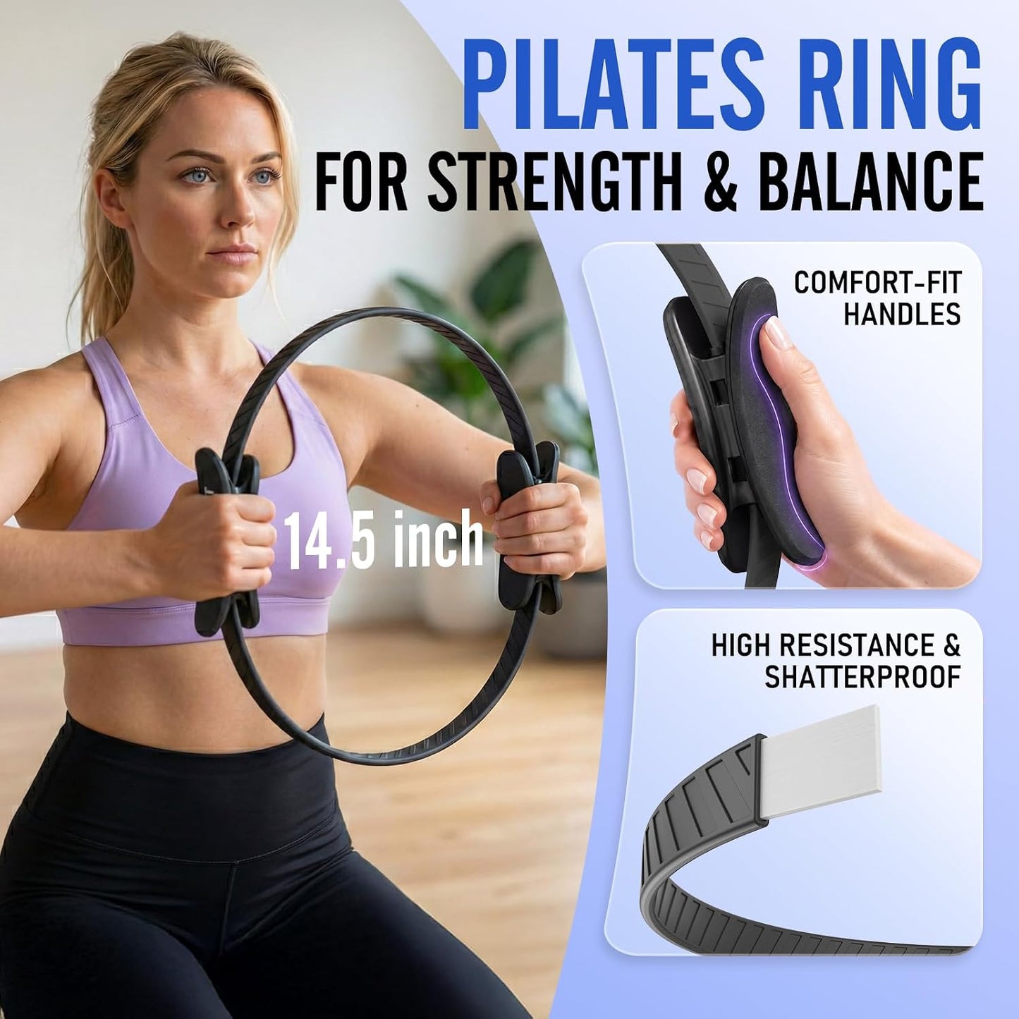 JKSHMYT Pilates Ring Kit for Women, Pilates Equipment – 14.5" Home Magic Circle Workout with Pilates Ball,Resistance Bands,Better me Pilates Essentials Starter Set for Beginners Toning Shape Full Body