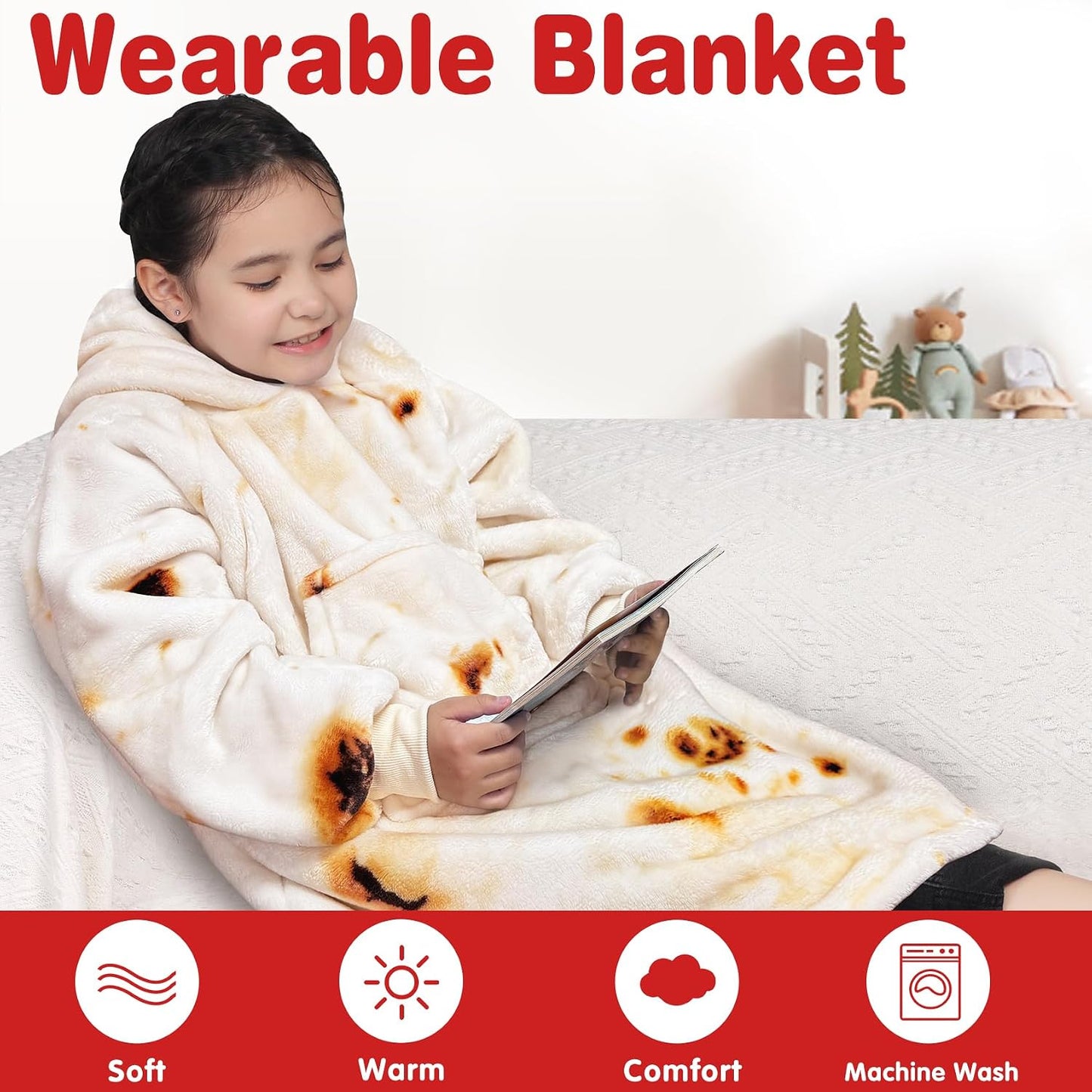 Waitu Wearable Blanket Sweatshirt Gifts for Women and Men, Warm and Cozy Giant Blanket Hoodie, Thick Flannel Blanket with Sleeves and Giant Pocket - Dark Gray