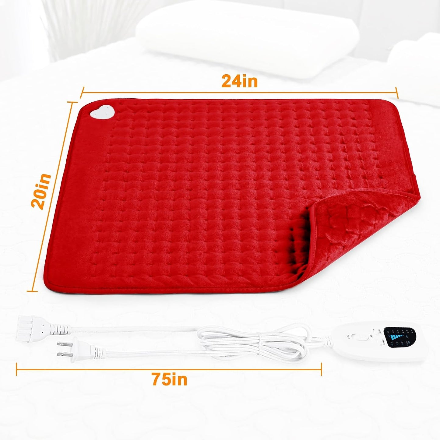 Deepsoon Heating Pad,Electric Heating Pads for Back,Neck,Moist Heating Pad for Abdomen Shoulder Knee Legs,Dry/Moist Heat&Auto Shut Off,Fathers Day Dad Gifts for Men Birthday,Light Gray,24x12 Inch