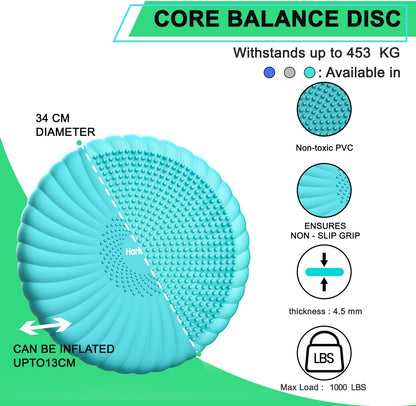 Wobble Cushion Core Balance Disc, Wiggle Seat for Sensory Kids to Stay Focused, Non-slip Balance Pads with Inflation Pump for Physical Therapy & Core Strength