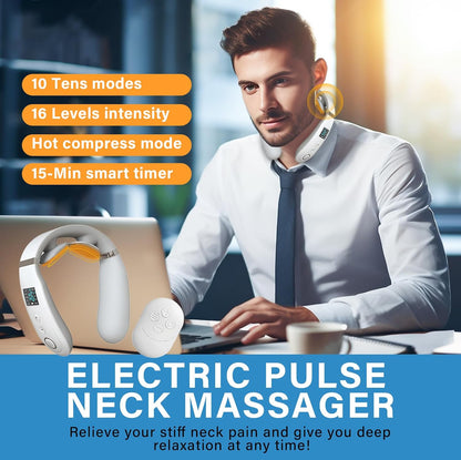 Neck Massager with Heat, Neck Massager for Pain Relief Deep Tissue, Multiple Mode Adjustment, Portable and Suitable for Travel and Home-White