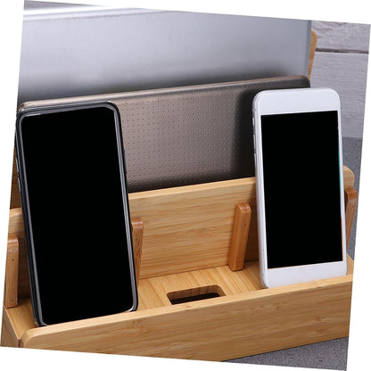 Bamboo Wood Charge Station Docking Organizer for Cellphone Tablets