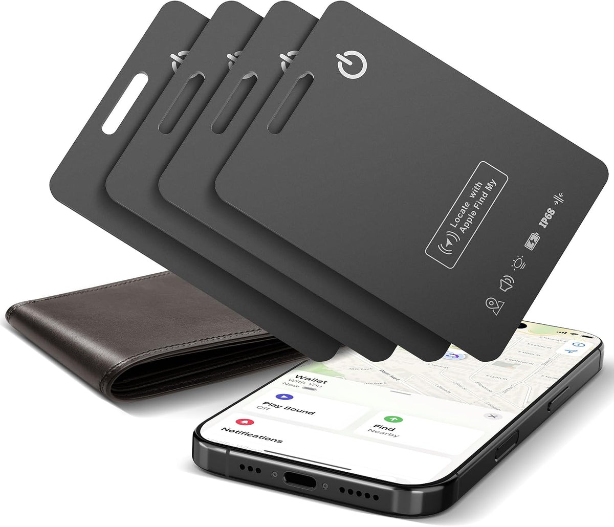 Wallet Tracker Card, Rechargeable, Works with Apple Find My