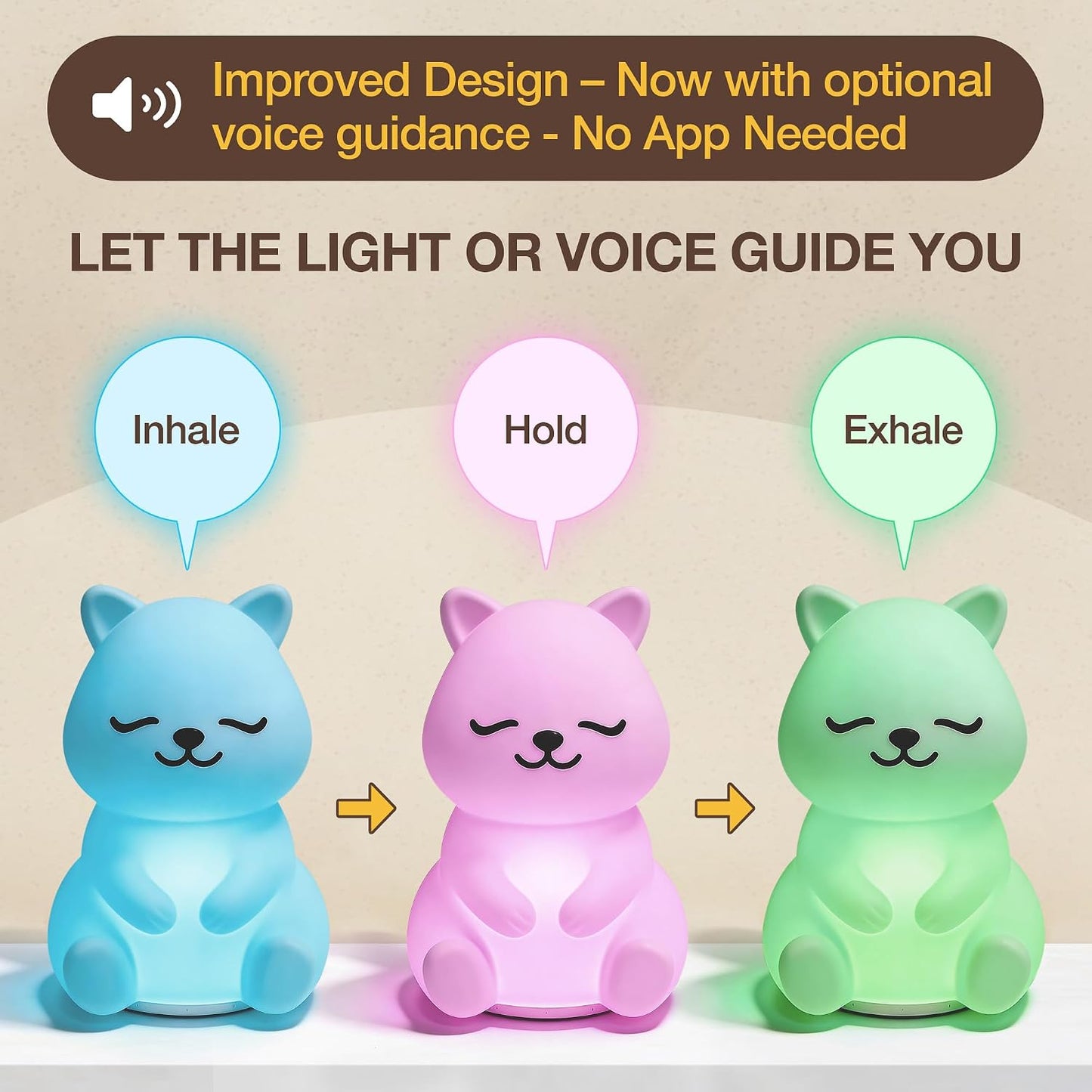 Speaking Breathing Lamp, Guided Meditation & Breathing Light, Kids & Adults
