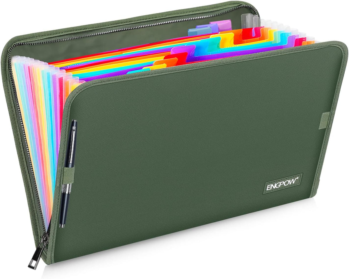 ENGPOW Expanding File Folder,Fireproof 13 Pockets Document Organizer Bag