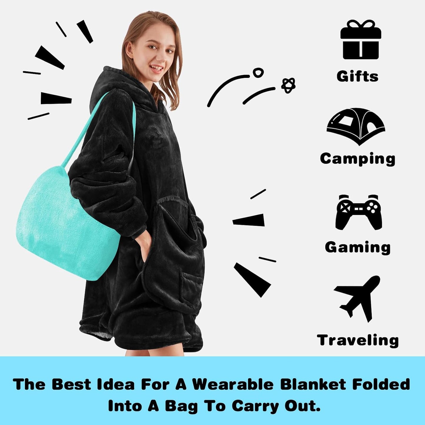 yescool Wearable Blanket Hoodie as Christmas Birthday Gifts for Women Mom - Colors A
