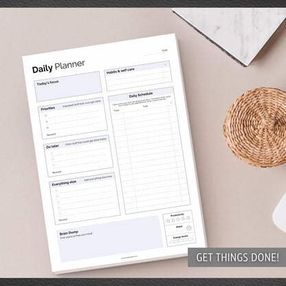ADHD Daily Planner Notepad for Neurodivergent Adults - Productivity Daily Planner Desk Pad & Task Management to Stay Organized and Focused Note Pad (Rainbow, A4 Portrait)
