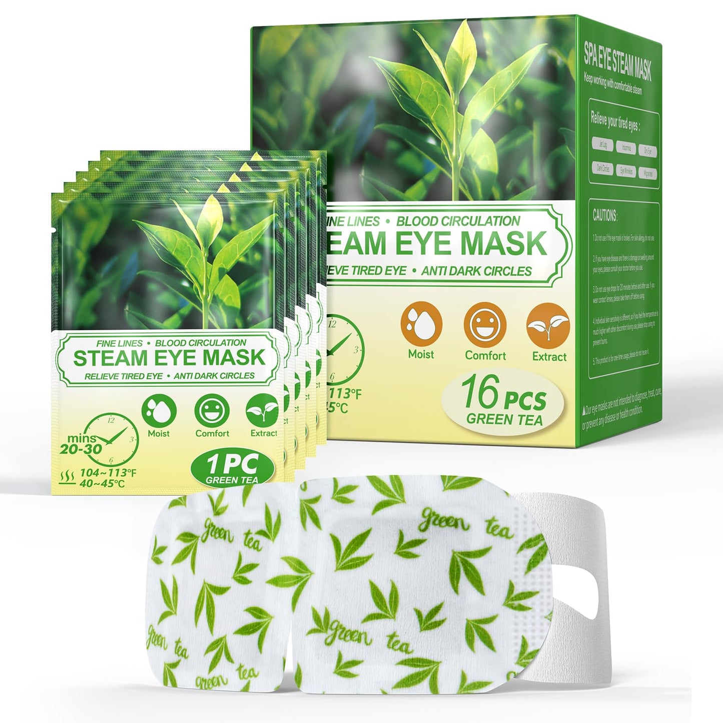 16 Packs Steam Eye Masks for Dry Eyes, Self Heating Warm Compress for Eyes Fatigue & Puffiness Relief, Disposable Heated Eye Mask Travel Essentials, Spa Relaxation Set for Women Christmas, Unscented
