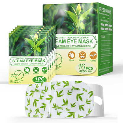 16 Packs Steam Eye Masks for Dry Eyes, Self Heating Warm Compress for Eyes Fatigue & Puffiness Relief, Disposable Heated Eye Mask Travel Essentials, Spa Relaxation Set for Women Christmas, Unscented