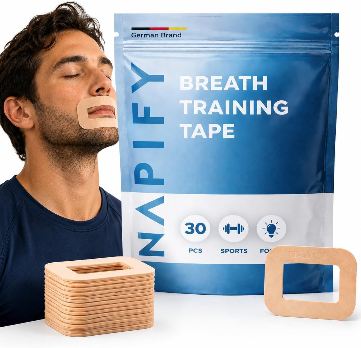 Breath Training Tape for Adults - 30 Count Mouth Tape for Adults - Sleep Tape for Adults - Promotes Nasal Breathing