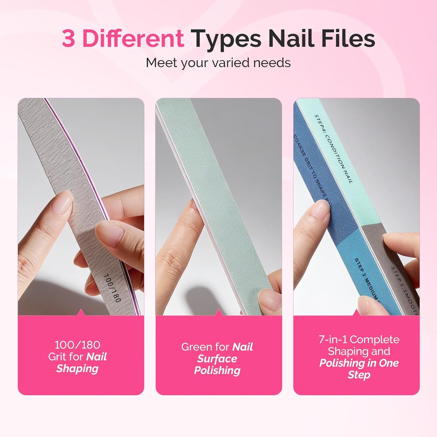 MelodySusie 16Pcs Professional Nail Buffer Kit,Nail Files and Buffers,Nail Buffer Block,Nail Brush, Nail File Buffers Kit for Natural Nails,DIY,Home Use,Salon（100/180 Grit）