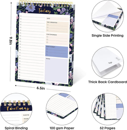 Taja To Do List Notepad - To Do List Notebook for Work with 52 Sheets, 9.8" x 6.5", Undated Daily Planner Perfect for Daily Tasks and Goal Setting, Notepad Suitable for Office, Home & School - Violet Dream