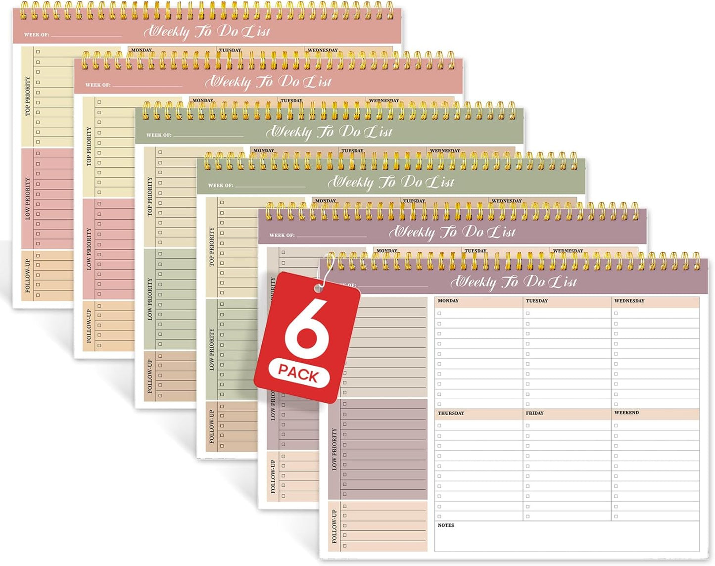 Weekly To Do List Notepad with 52 Undated Sheets（8.5"×11"）- Undated Weekly Planner Notepad for Office Desk Accessories and Supplies - Sunshine Petal