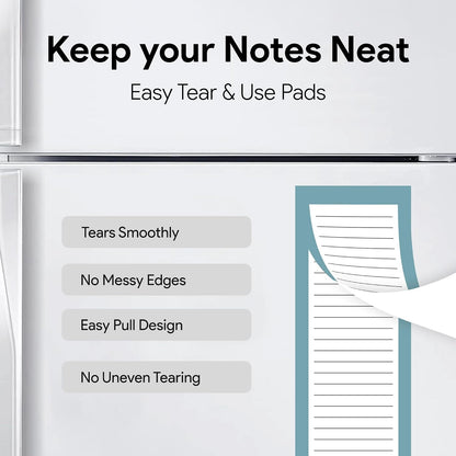 8 Magnetic Notepads – Notepads for Grocery List, Shopping List, To-Do List, Reminders -Strong Magnetic Back- Memo Notepad with Realistic Fruit Designs | 25 Sheets per Pad 7.5 x 3.5 inch (8 Pack)
