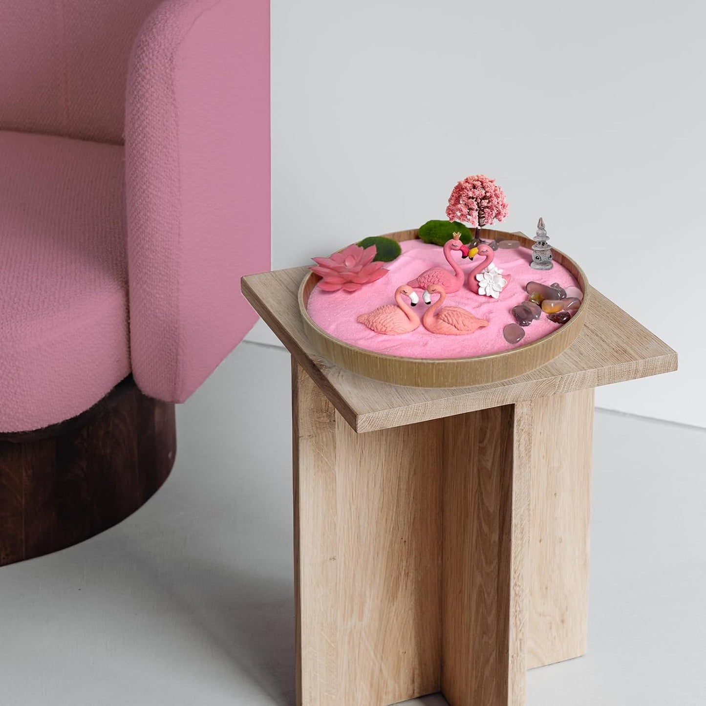 Flamingo Zen Garden for Desk, Pink Sand Art Kit