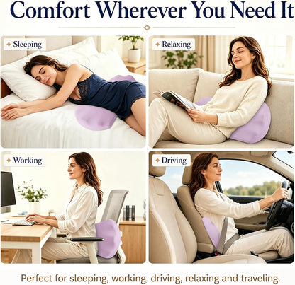 Fledano Lumbar Pillow for Sleeping, Lumbar Support Pillow for Bed for Back Pain Relief, Memory Foam Lower Back Pillow for Bed, Back Support Pillow for Side & Back Sleepers, Washable Cover