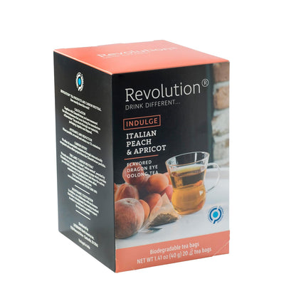 REVOLUTION TEA® Dragon Eye Oolong Tea Bags [THE ORIGINAL] - INDULGE Italian Peach & Apricot Oolong Tea - Premium Dragon Tea Bags - Oolong Black Tea Organic Biodegradable - 20 Bags