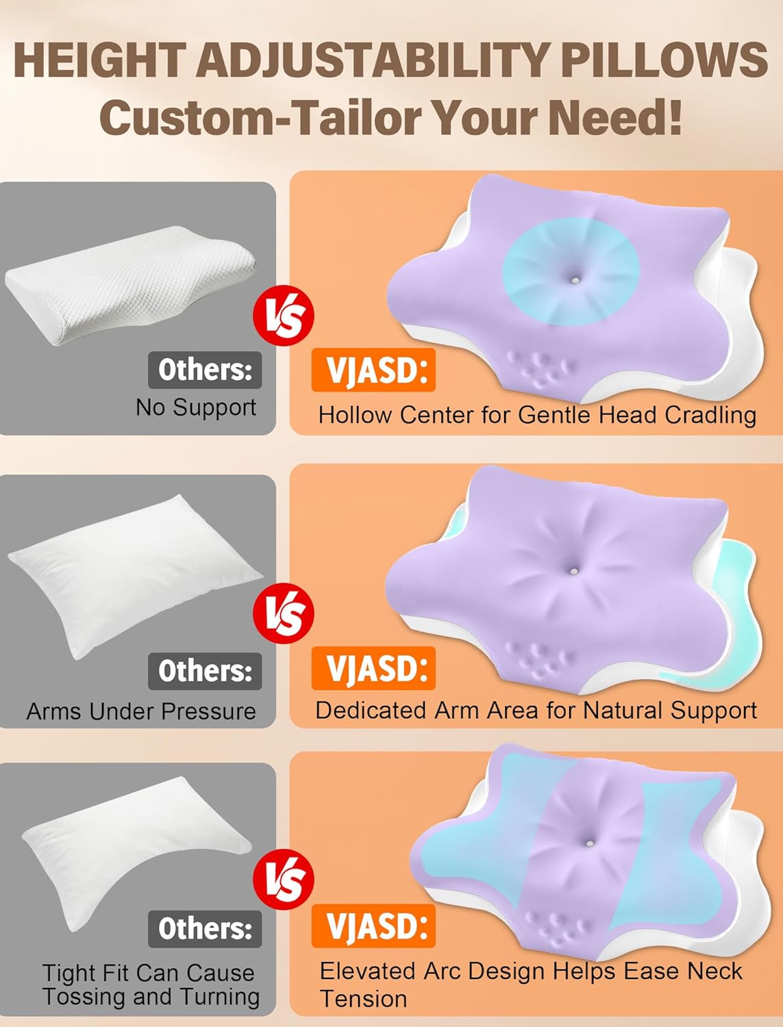 Cervical Neck Pillow for Pain Relief – Ergonomic Memory Foam Pillow for Side Sleeper Contour Orthopedic Bed Pillow for Neck Support with Cooling Cover – Ideal Christmas Birthday Gift for Women Men