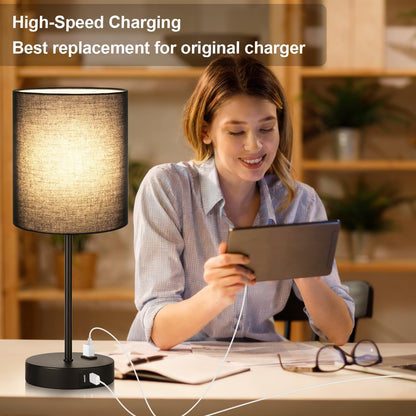 Set of 2 Touch Control Table Lamps with 2 USB & AC Outlet, 3-Way Dimmable Bedside Nightstand Lamps for Bedroom Living Room Nursery, 800 Lumens 5000K Daylight Bulbs Included