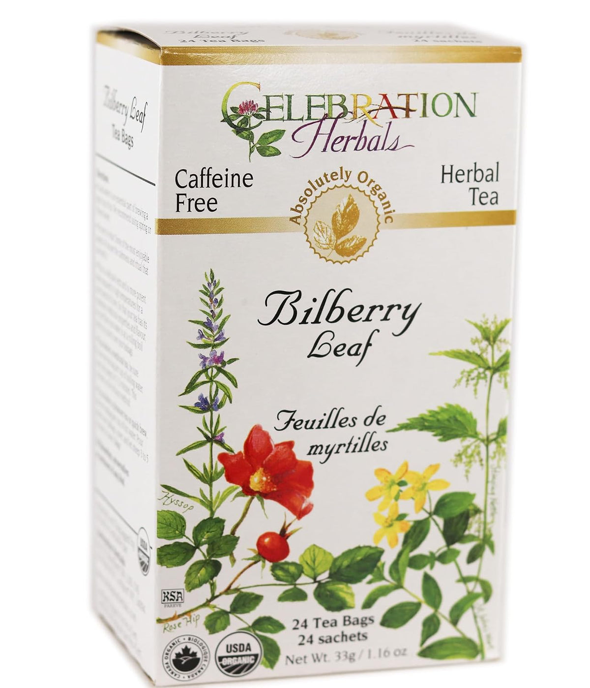 Celebration Herbals Teabags Herbal Tea Bilberry Leaf Organic, 24 Bags