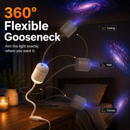 2027 New Hd Smart Dynamic 5d Holographic Night Light Projector, Plug and Play Hd Star Projector, 360° Adjustable Hd Galaxy and Ocean Projector for Bedroom Ceiling (24 Projection Films)