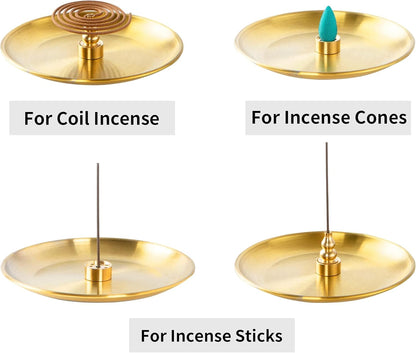 3 in 1 Brass Gourd Incense Burner Sticks Cones Coils Ash Catcher Home Decor | OSOPOLA 3 In 1 Brass Gourd Burner 5.5" Sticks Cones Coils Ash Catcher Meditation Home ZX11S