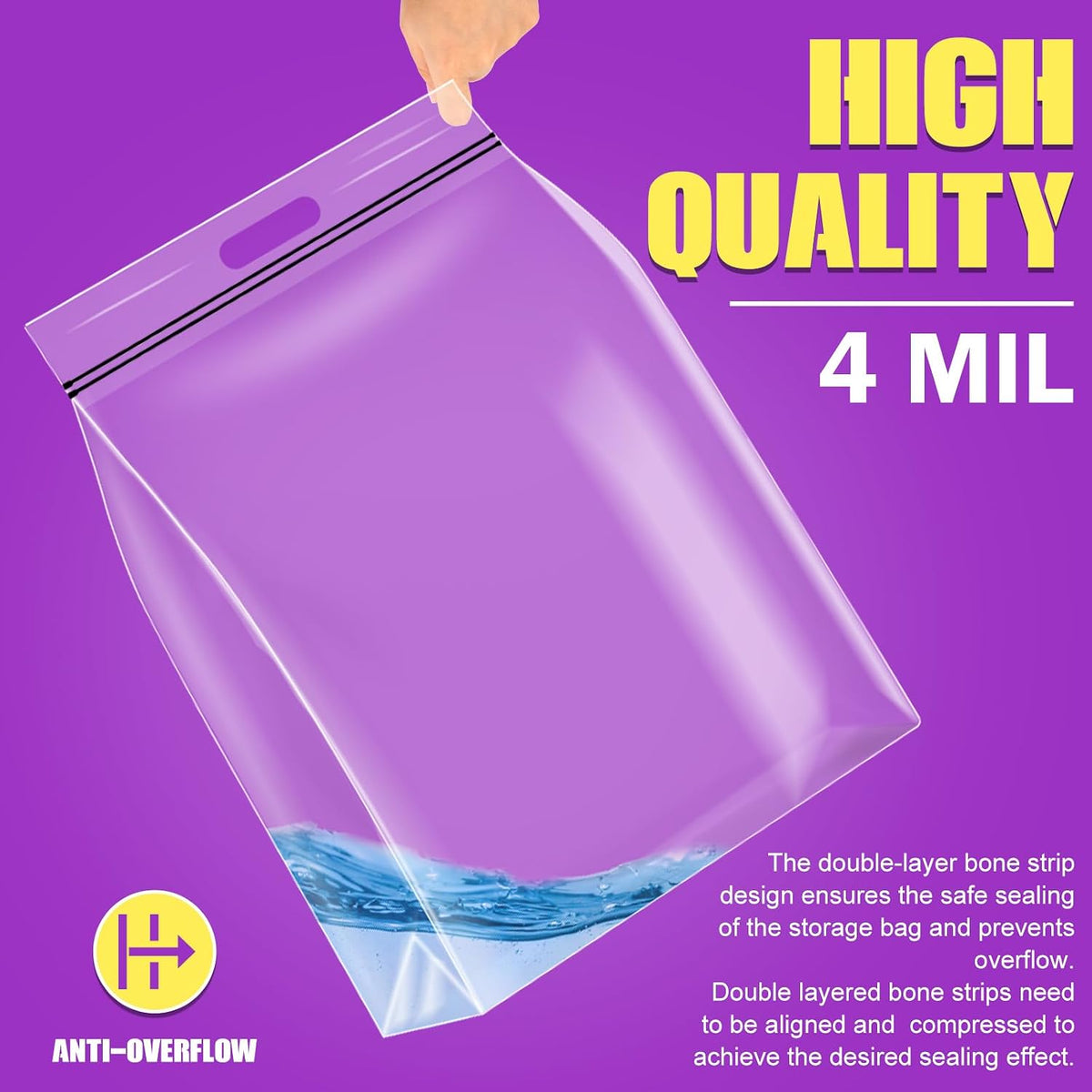 FURWEY 25 Gallon Storage Bags,35x24,Clear Resealable,Heavy Duty 4 Mil