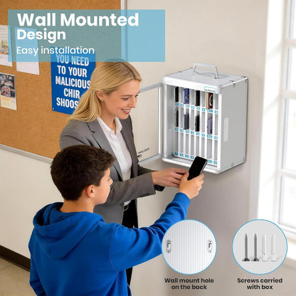 36 Slots Cell Phone Locker for Classroom, Portable Mobile Phone Storage Box with 【2 Different Size Slots】, Phone Lock Box Wall Mounted (Black)
