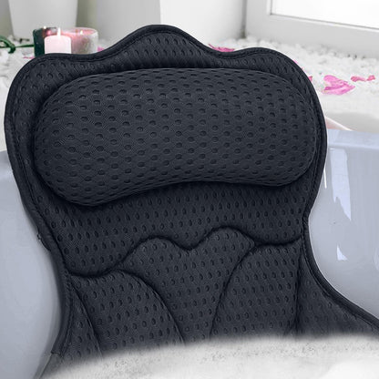 REEZEIVI Bath Pillows for Tub,Bath Pillow with 6 Non-Slip Suction Cups,Soft 4D Mesh Fabric,Bathtub Pillows for Tub Neck and Back Support,Extra Thick Luxury Bathtub Pillows,Grey